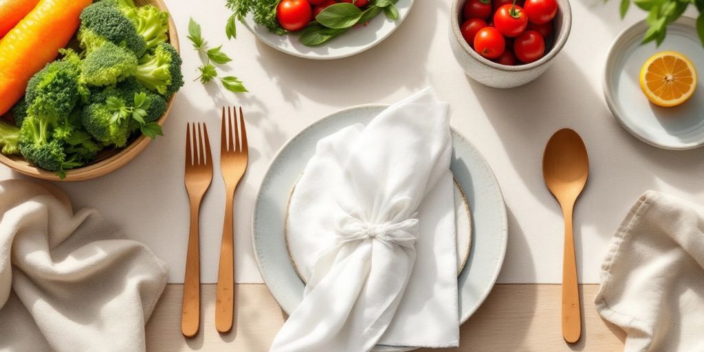 Elegant birchwood cutlery on a beautifully arranged dining table.