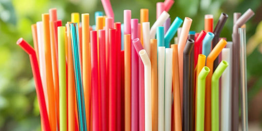 Various eco-friendly straws in natural colors and textures.