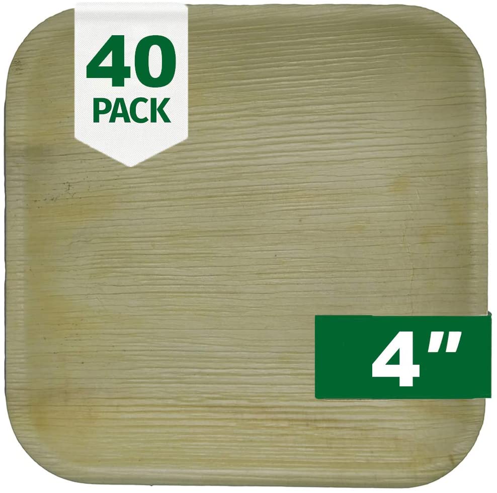 4” Square Palm Leaf Plate - arbhustore