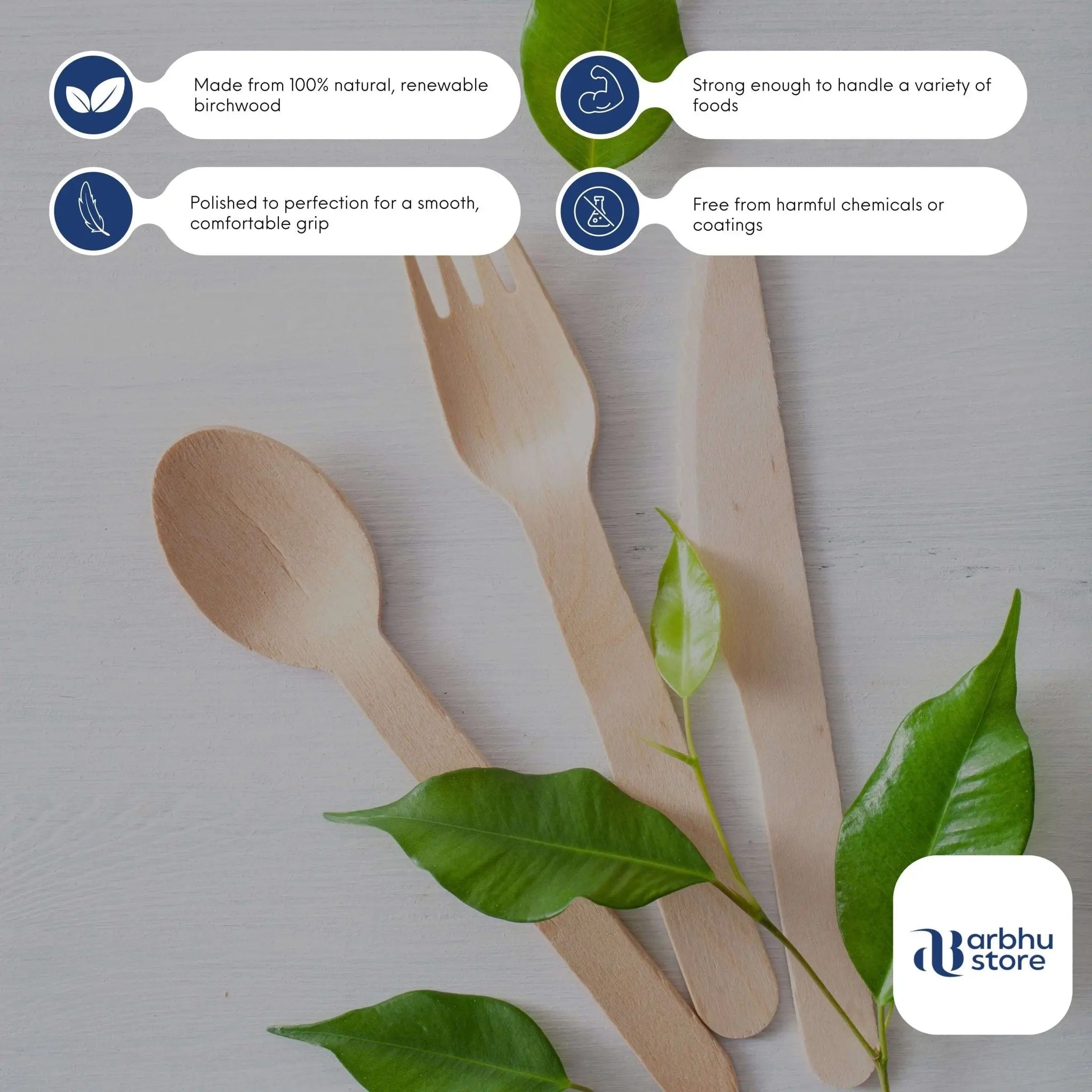 Arbhu 6.5 inch Disposable Birchwood Forks - arbhustore