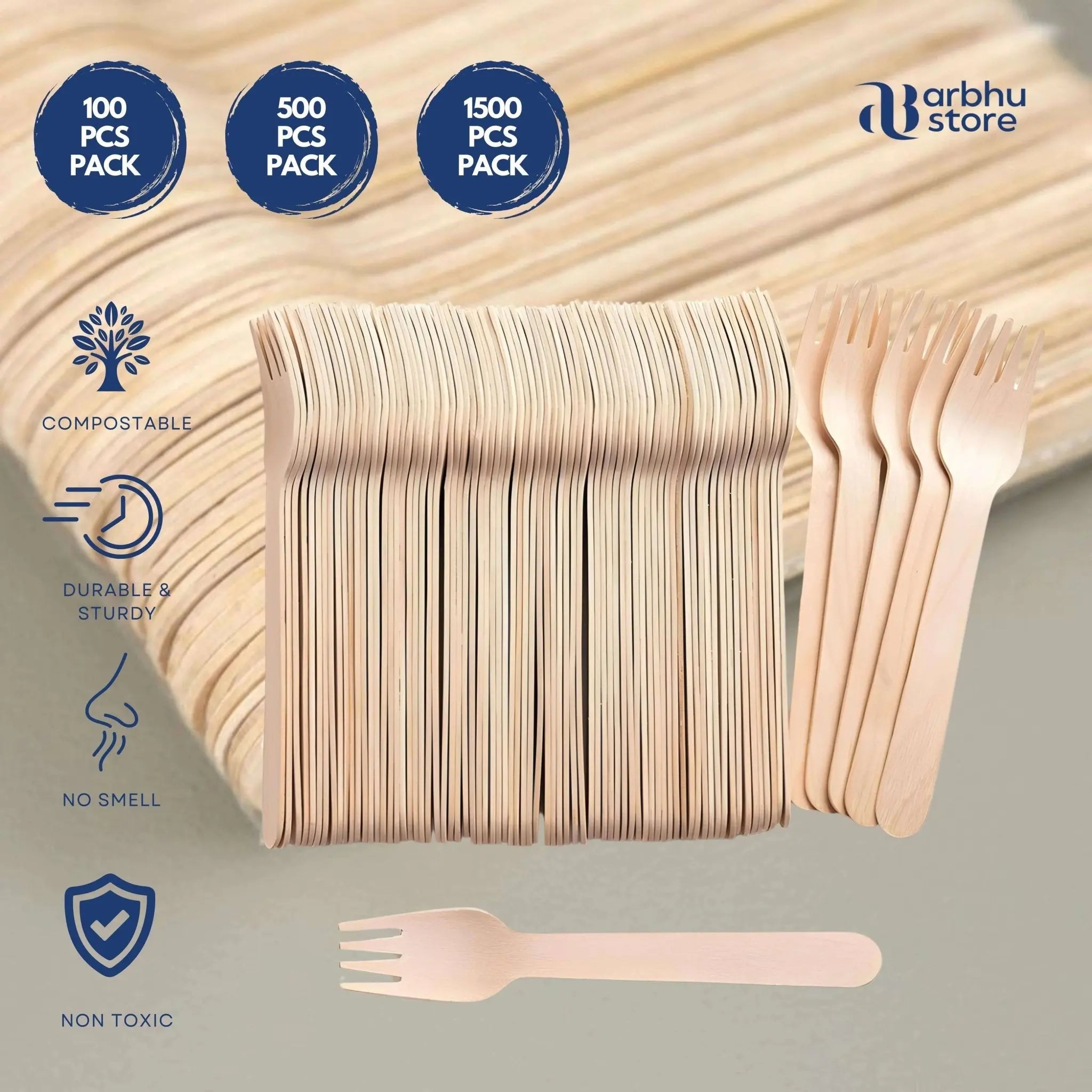 Arbhu 6.5 inch Disposable Birchwood Forks - arbhustore