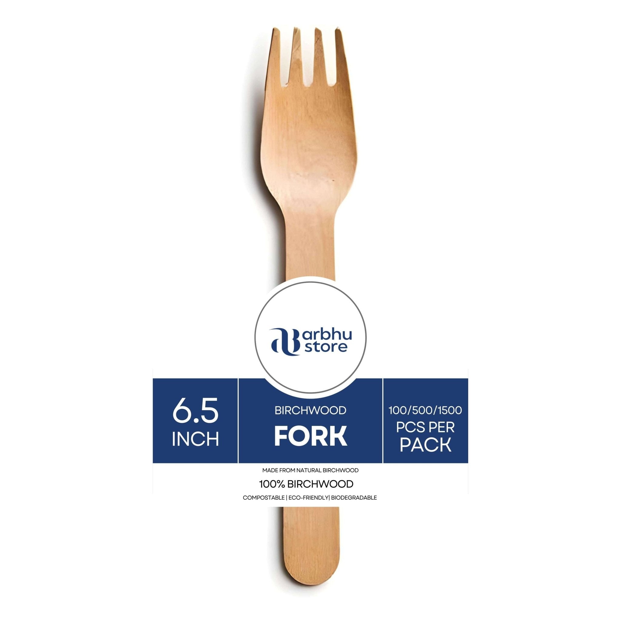 Arbhu 6.5 inch Disposable Birchwood Forks - arbhustore