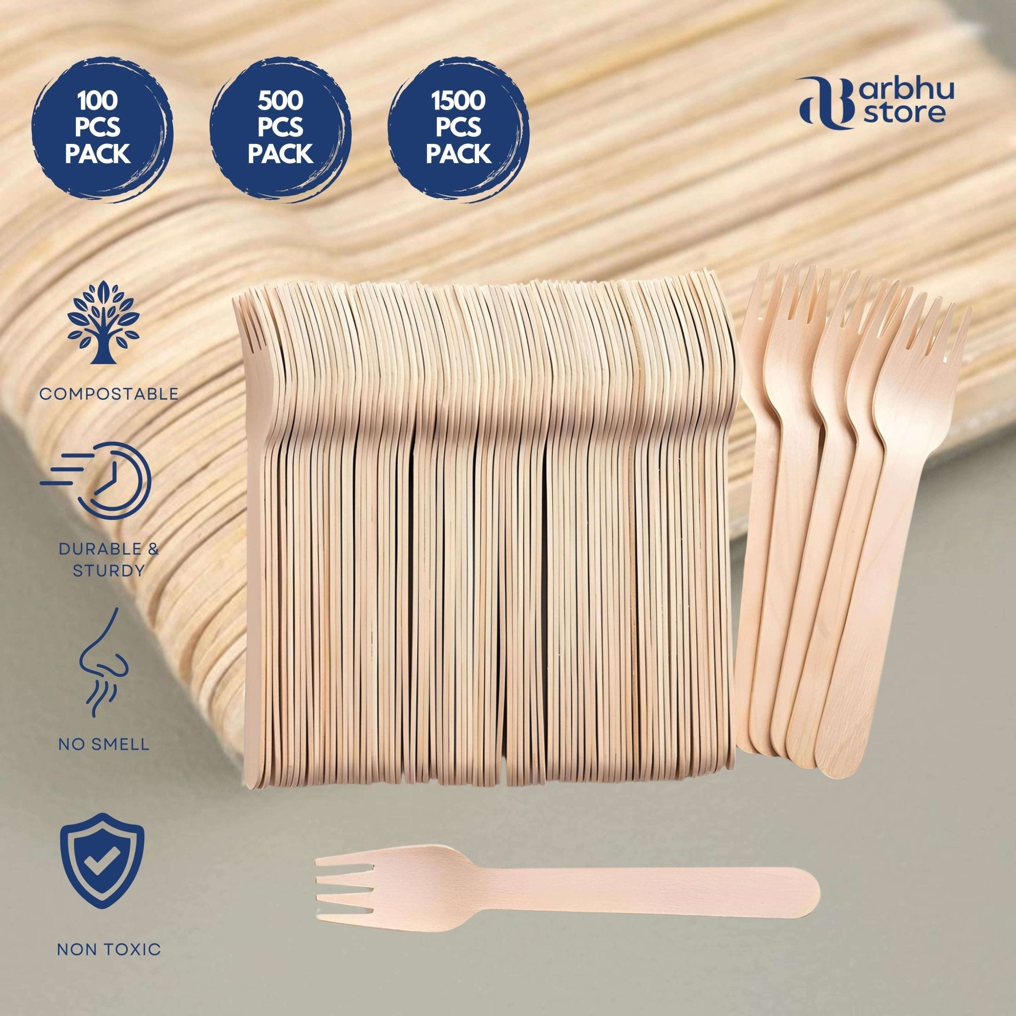 Arbhu 6.5 inch Disposable Birchwood Forks - arbhustore