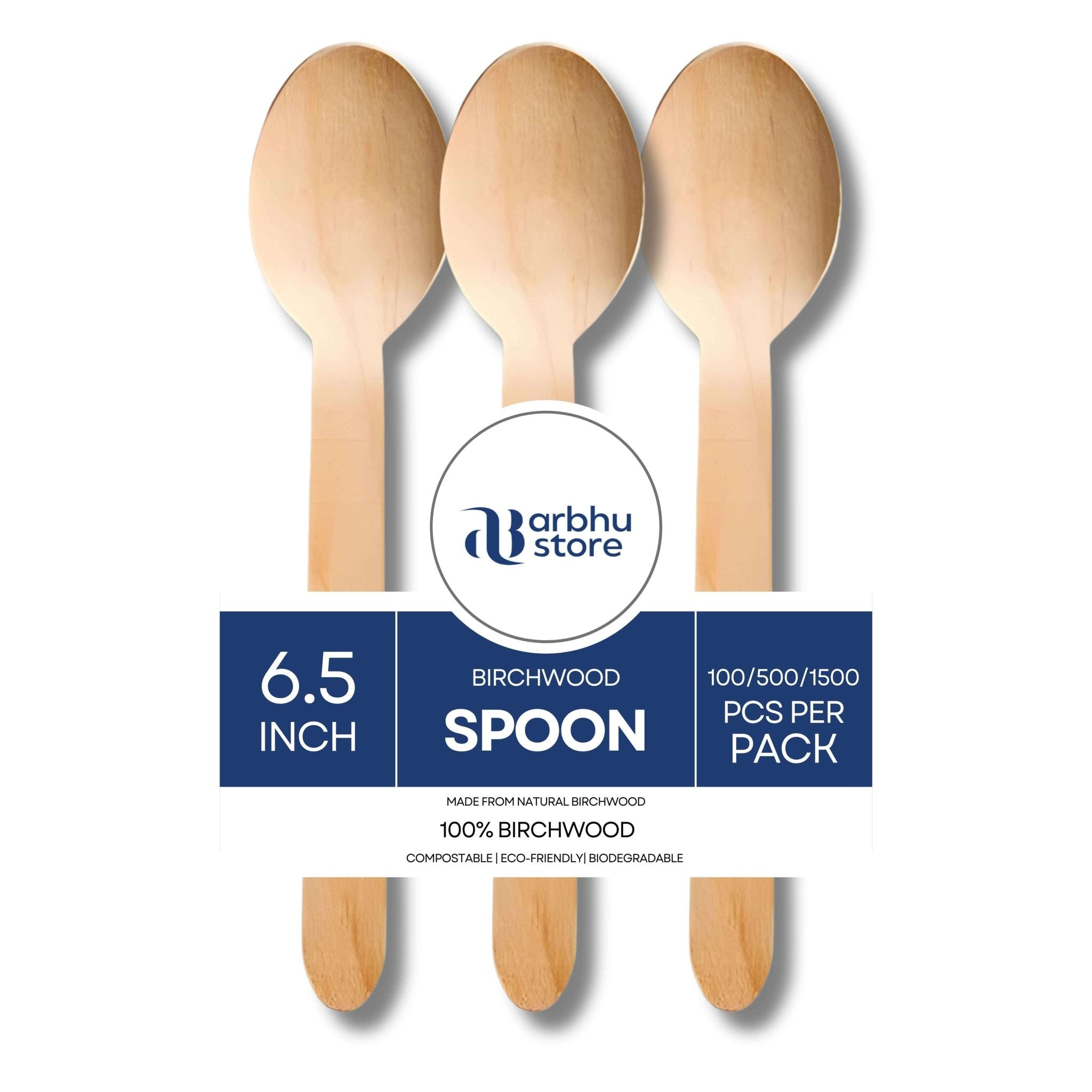 Arbhu 6.5 inch Disposable Birchwood Spoons - arbhustore