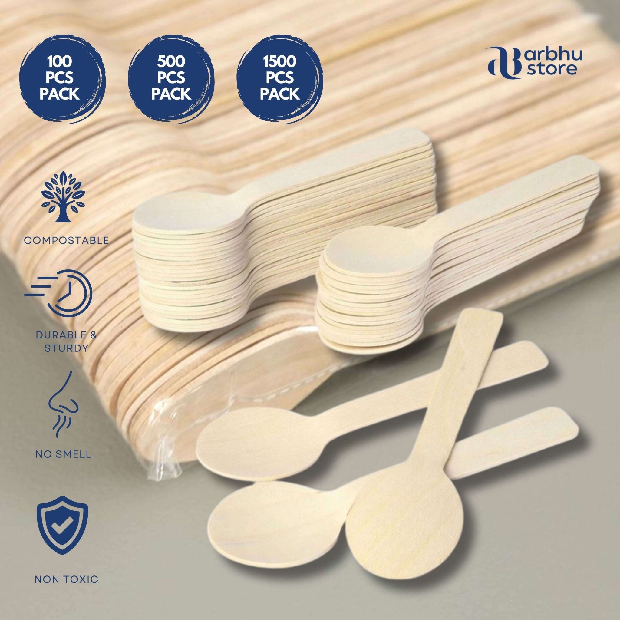 Arbhu 6.5 inch Disposable Birchwood Spoons - arbhustore