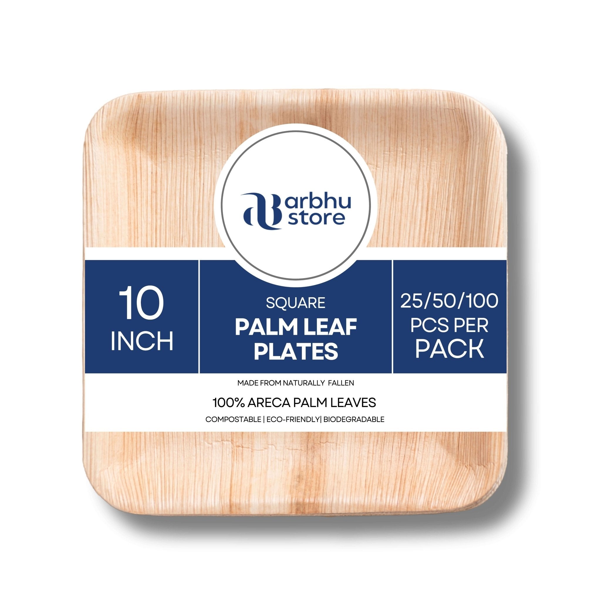 Arbhu Disposable 10 Inch Palm Leaf Square Plates - arbhustore