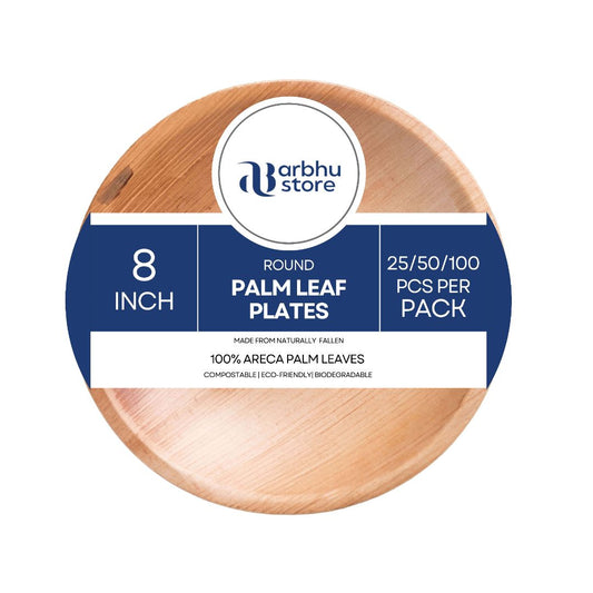 Arbhu Disposable 6 Inch Palm Leaf Round Plates - arbhustore